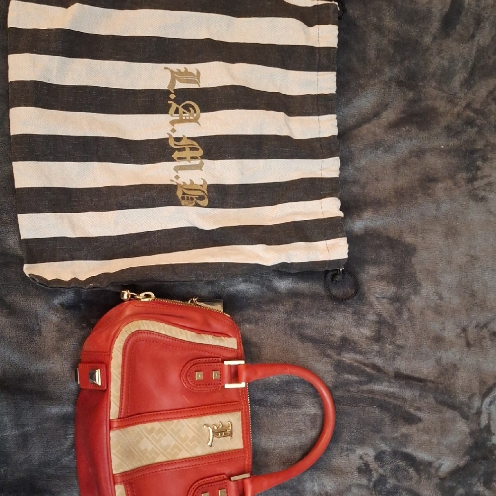 L.A.M.B. Red and Tan Satchel Bag